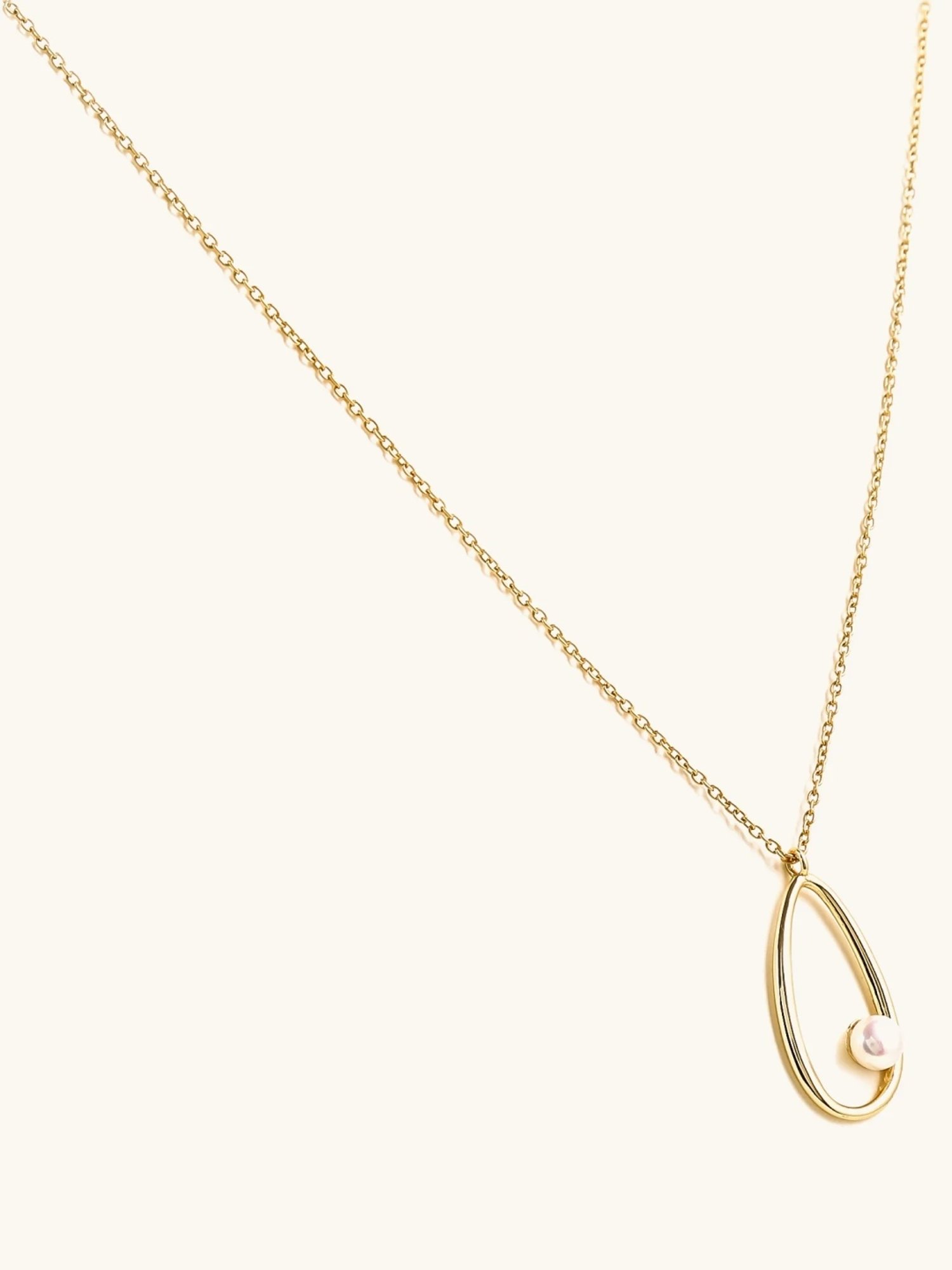 Mabel 92.5 Sterling Silver 18k Gold-Plated Tear Drop with Pearl Charm Pendant Necklace