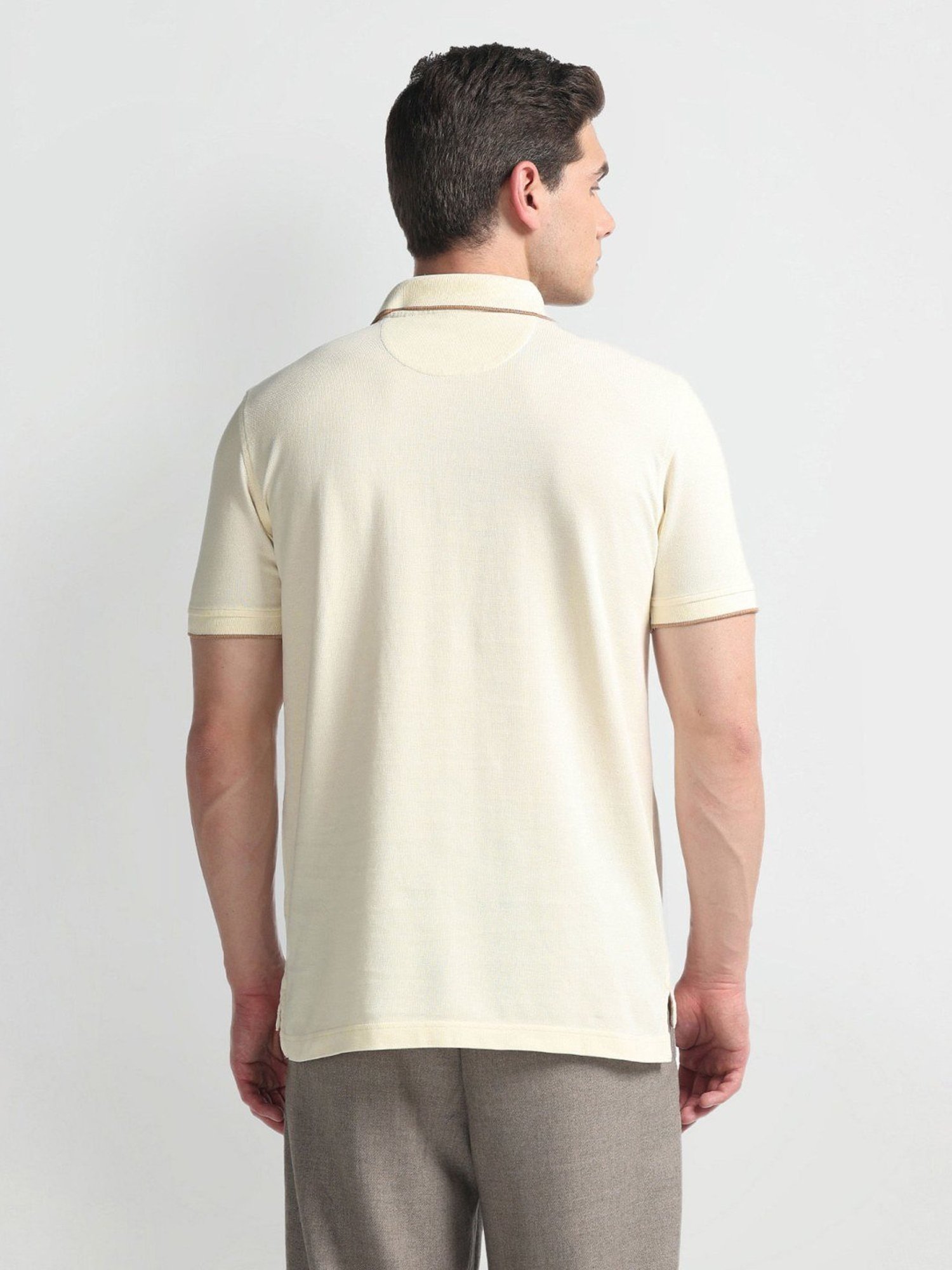 Arrow Sports Off White Cotton Regular Fit Polo T-Shirt