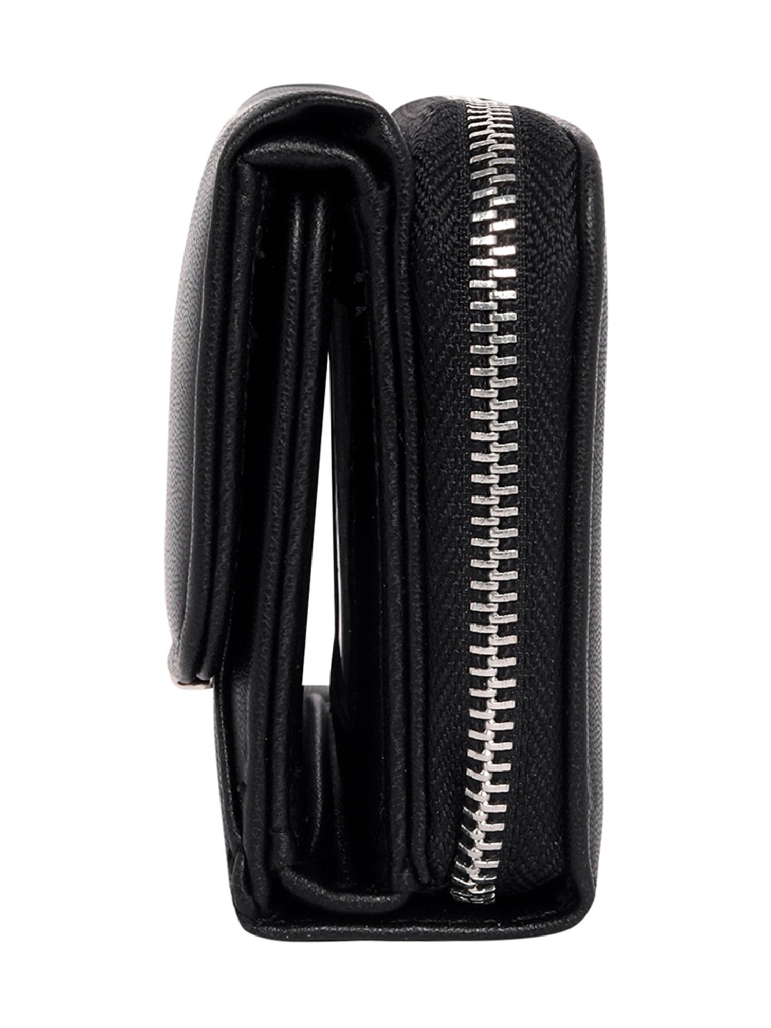 Lino Perros Black Medium Tri-Fold Wallet for Women