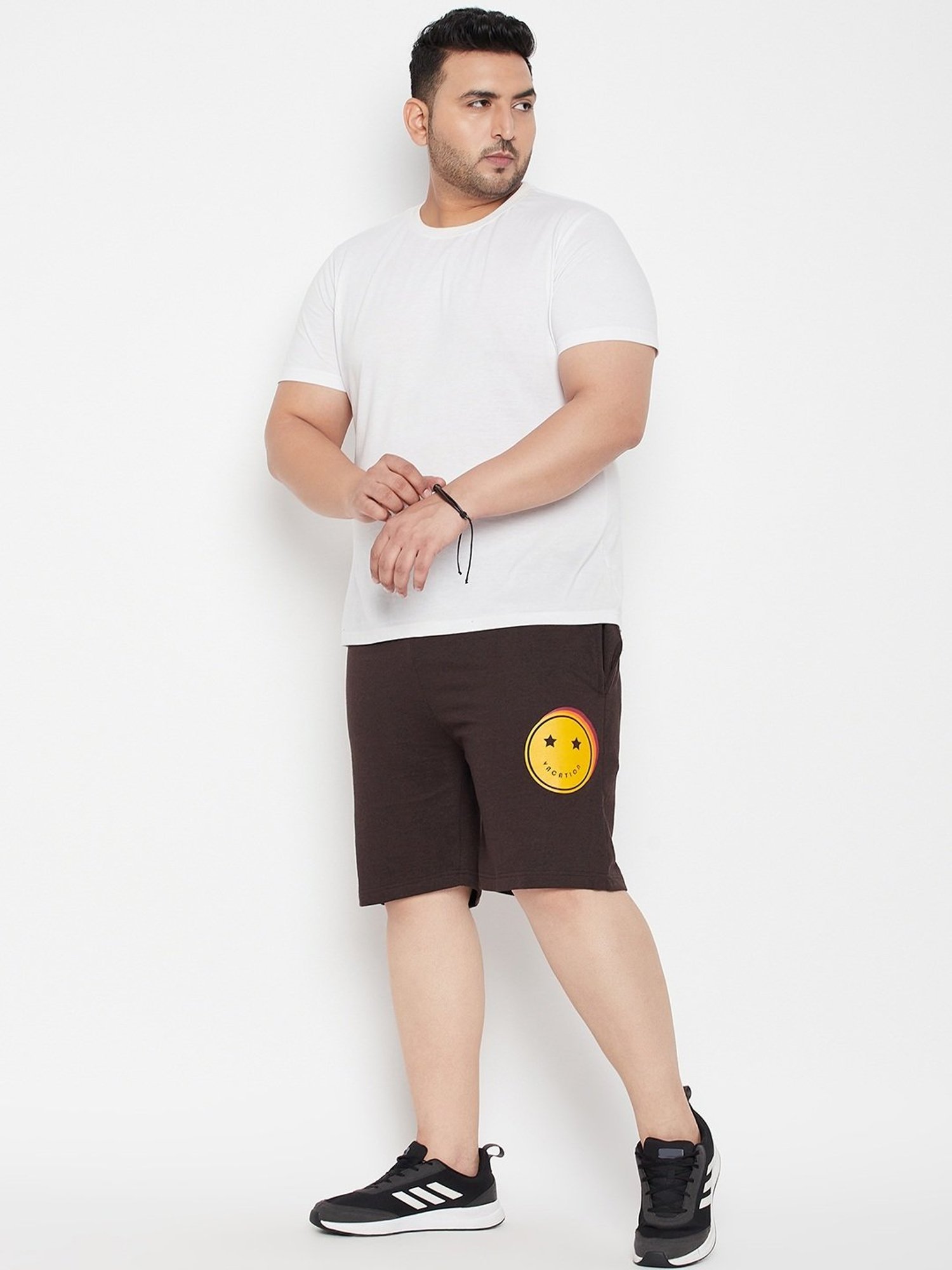 Bigbanana Dark Brown Regular Fit Printed Shorts