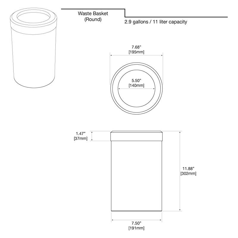 1910W Modern Round Waste Basket Wood Grain
