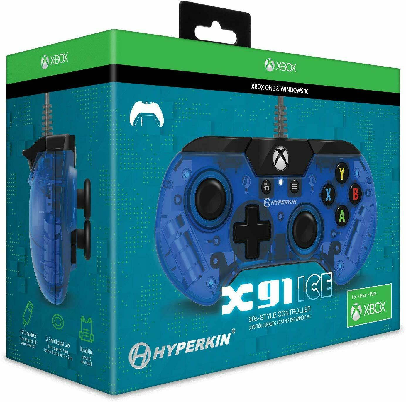 Hyperkin X91 Ice Wired Controller for Xbox One/ Windows 10 PC (Pacific Blue) - Officially Licensed By Xbox