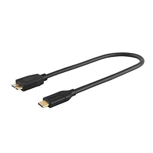 USB C to USB 3.1 GEN2 Micro-B (10G), CableCreation 1ft Micro USB 3.1 Type C Cable for Apple Macbook (Pro), Chromebook Pixel, HDD External Hard Driver & More, 0.3M /Black