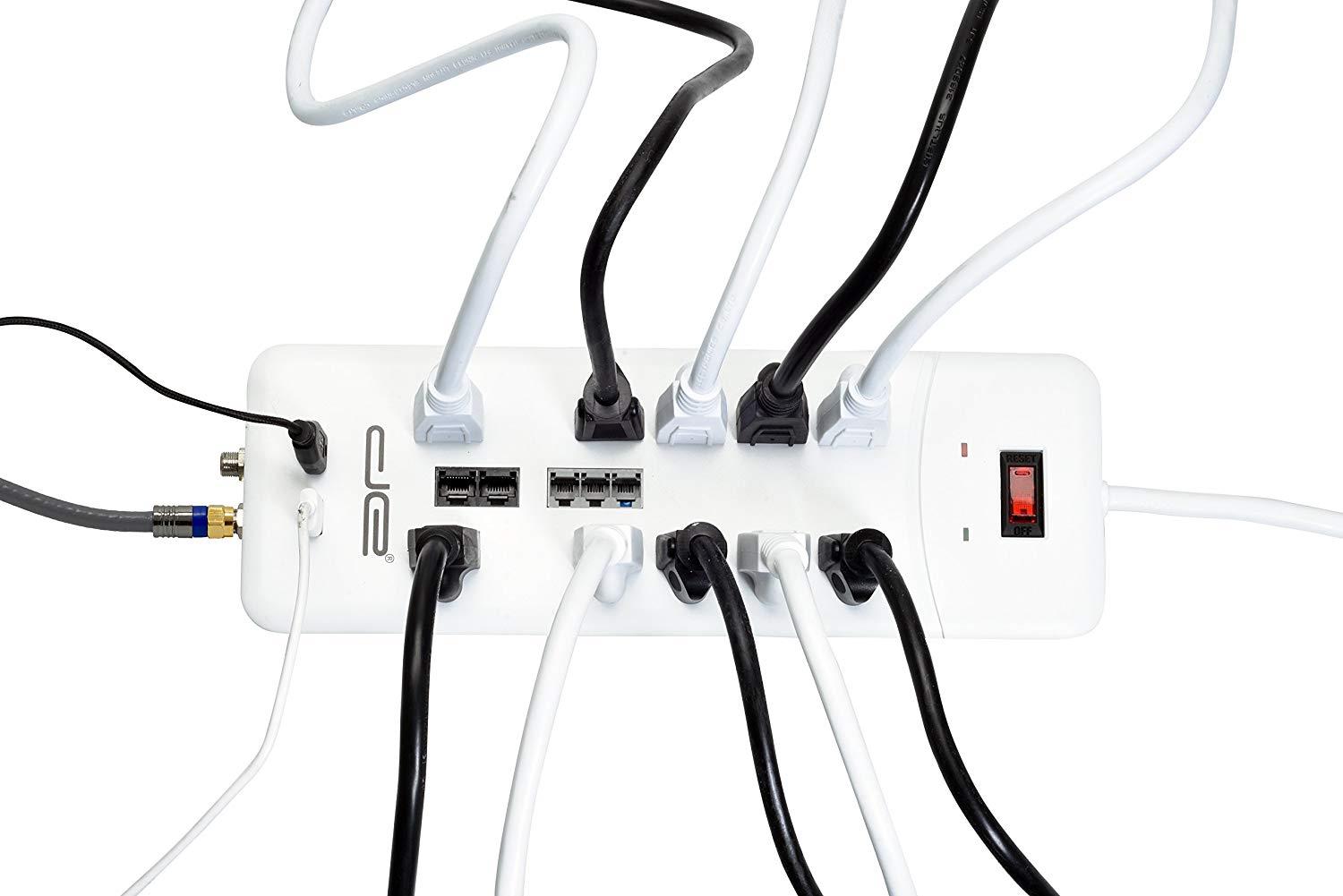 Digital Energy 15-ft Heavy Duty 10-Outlet 3500 Joules Surge Protector Power Strip, 15 Foot Long Extension Cord, Two USB Charging Ports, Coaxial, Phone Protection, ETL Listed. 15 AMP