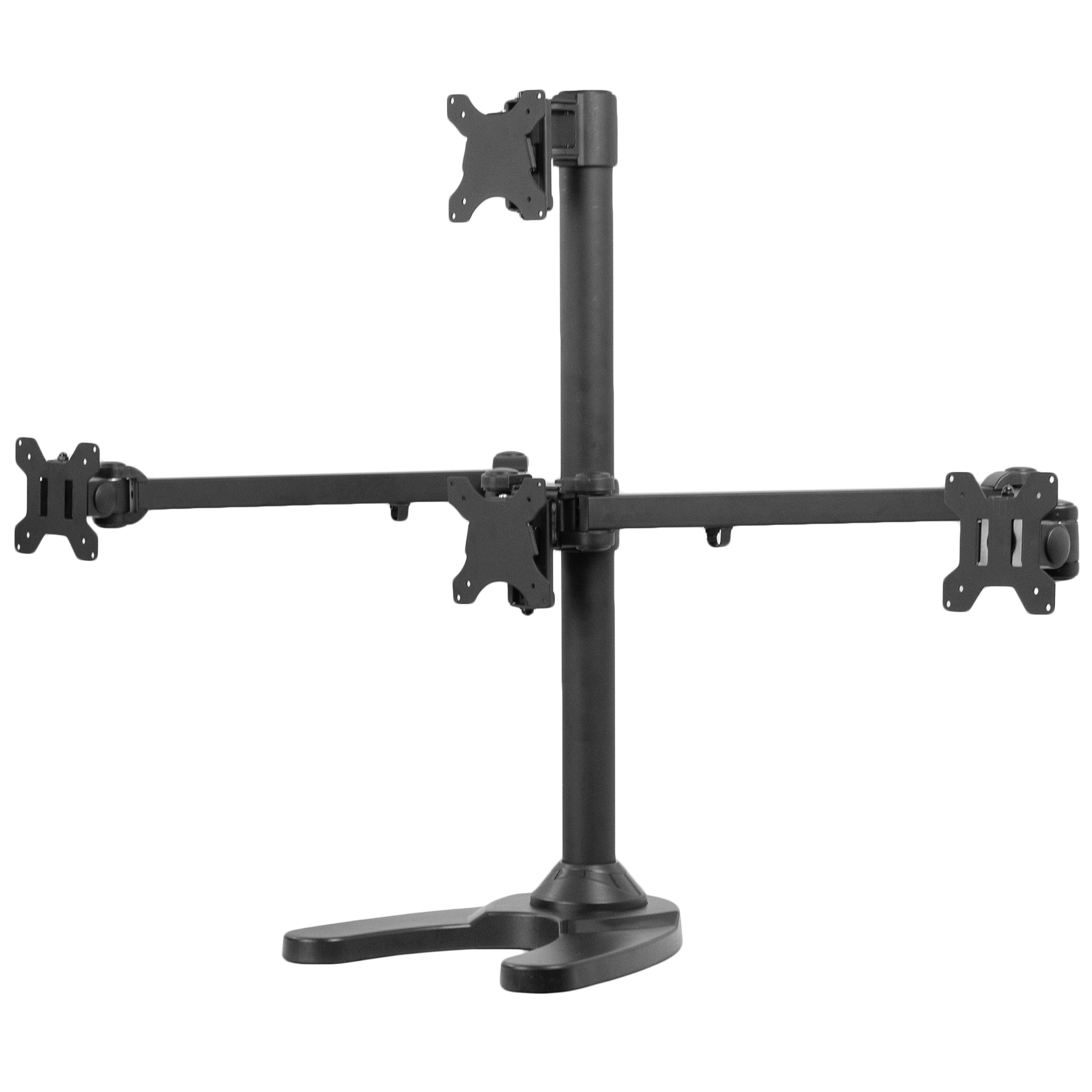 VIVO Steel Quad Monitor Mount w/ Heavy Duty Base, 3 + 1 Fully Adjustable Stand | Holds 4 Screens up to 32" (STAND-V104F)