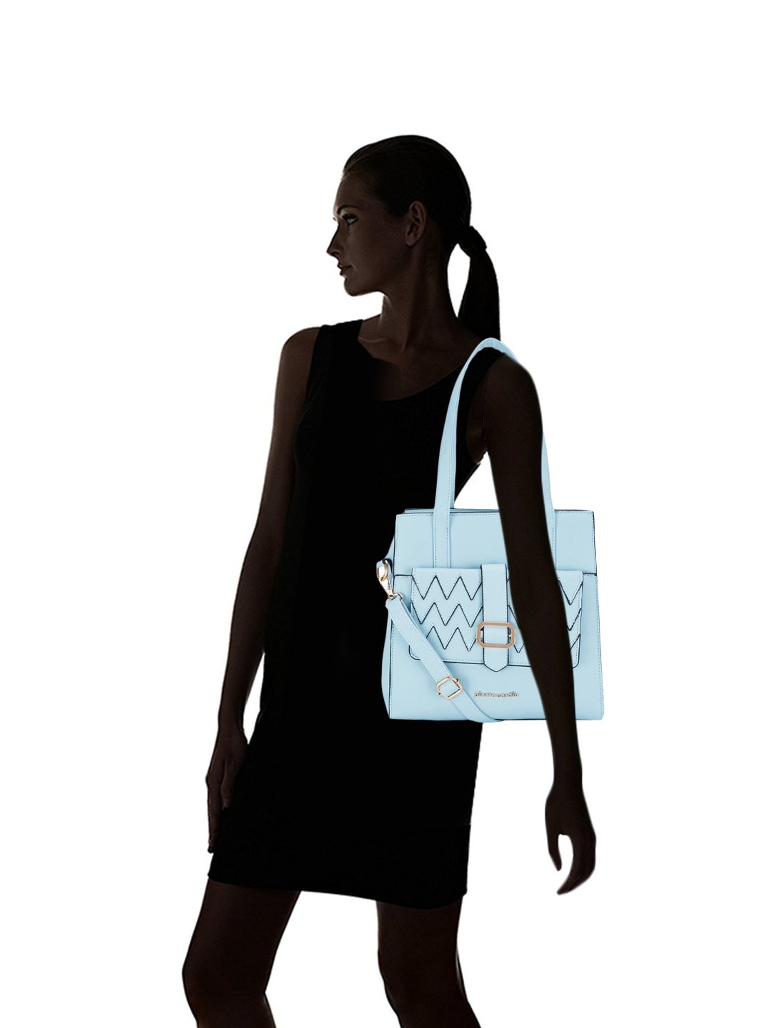 Pierre Cardin Blue Textured Medium Shoulder Handbag