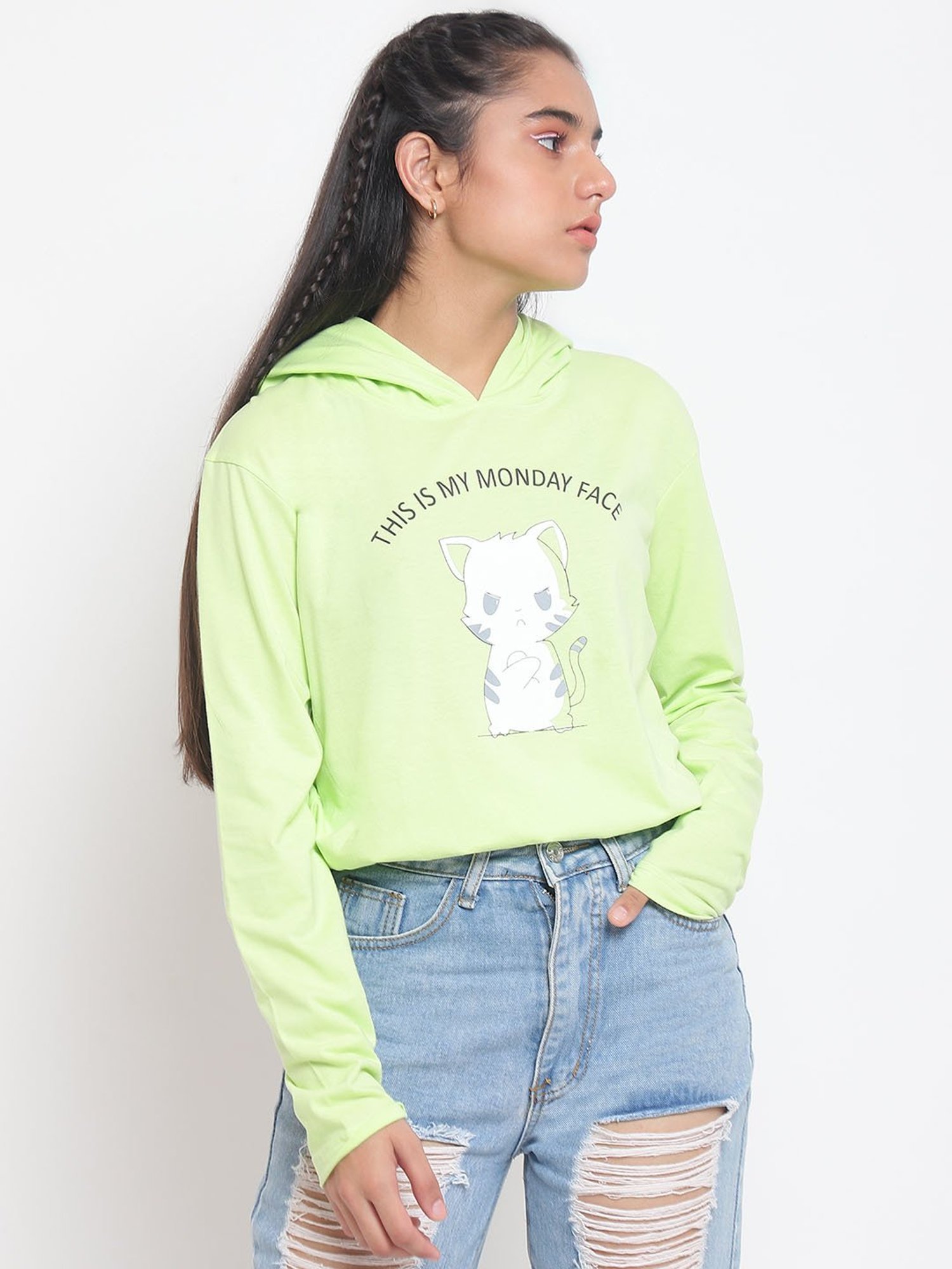 Lil Tomatoes Kids Green Printed Full Sleeves Top