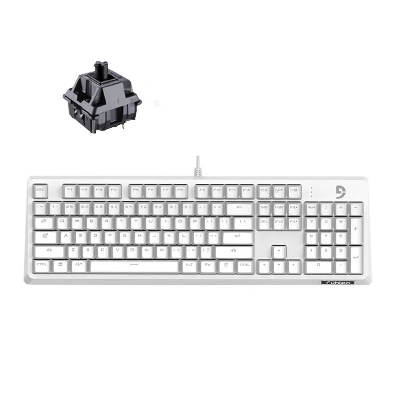 Fuhlen G900S All 104 Non-conflicting Keys, Classic  Exterior Wired  Cherry MX Black Mechanical  Keyboard, 50Million Times Keystrokes Lifespan-White