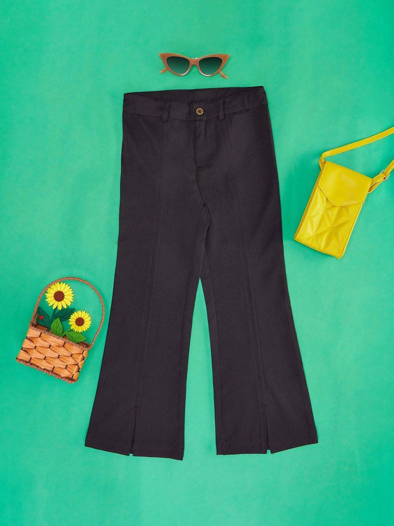 METTLE Girls Navy Solid Joggers