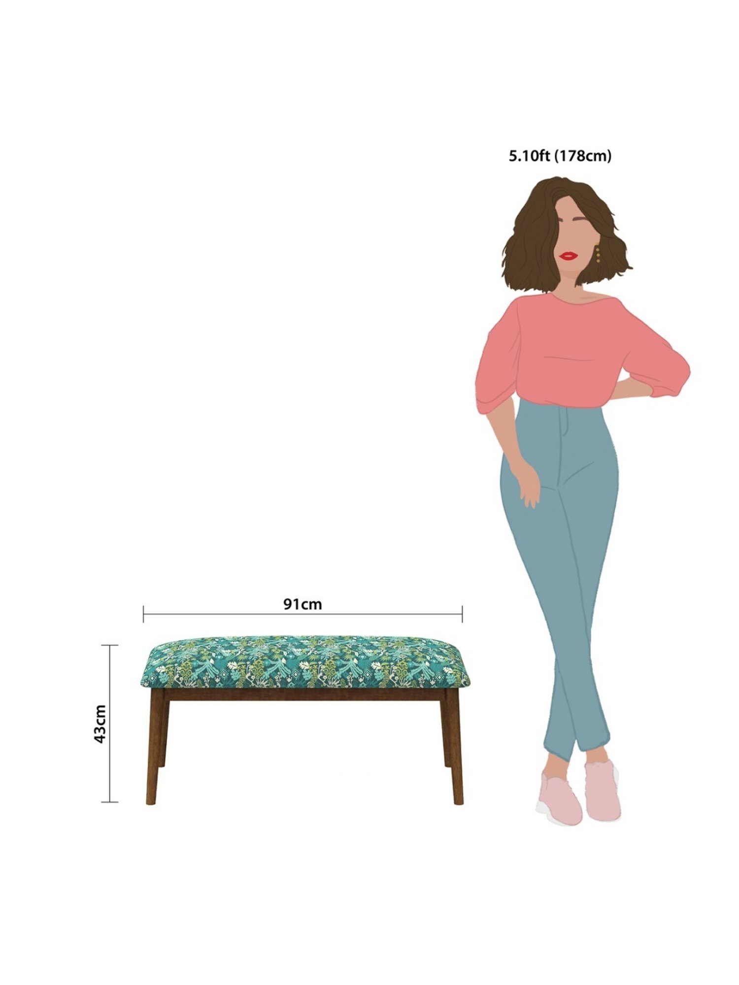 Chumbak Jodhpur Sailor Solid Blue Sheesham Wood Bench