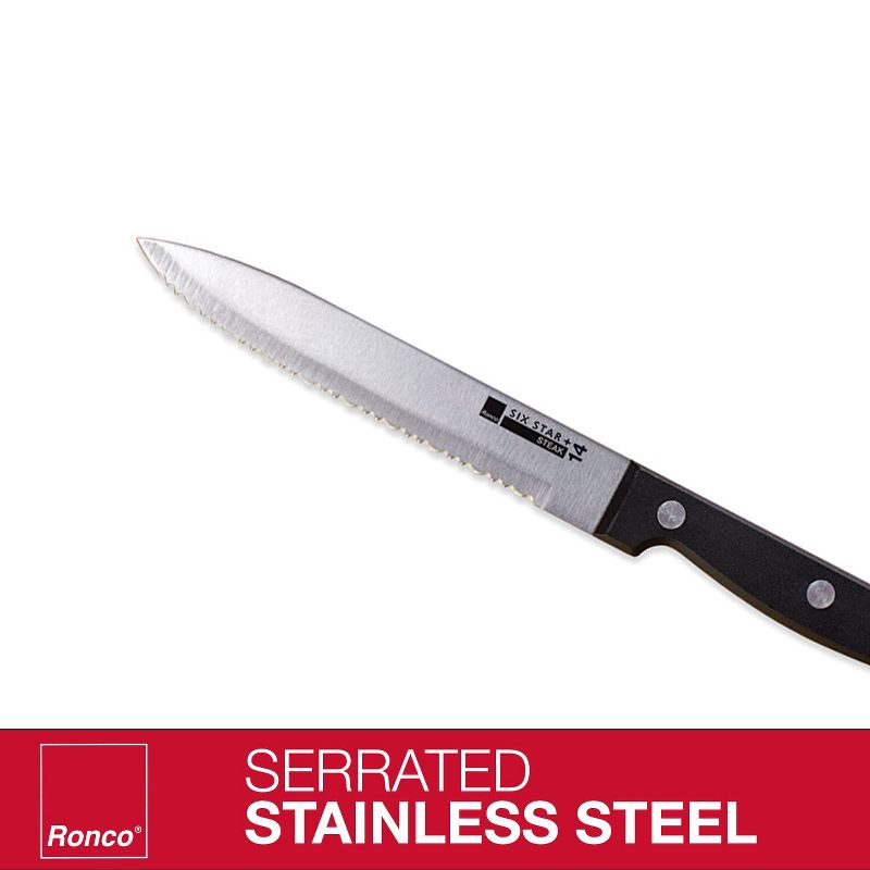 Ronco 4 Piece Steak Knife Set, Stainless-Steel Serrated Blades, Full-Tang Triple-Riveted Knives