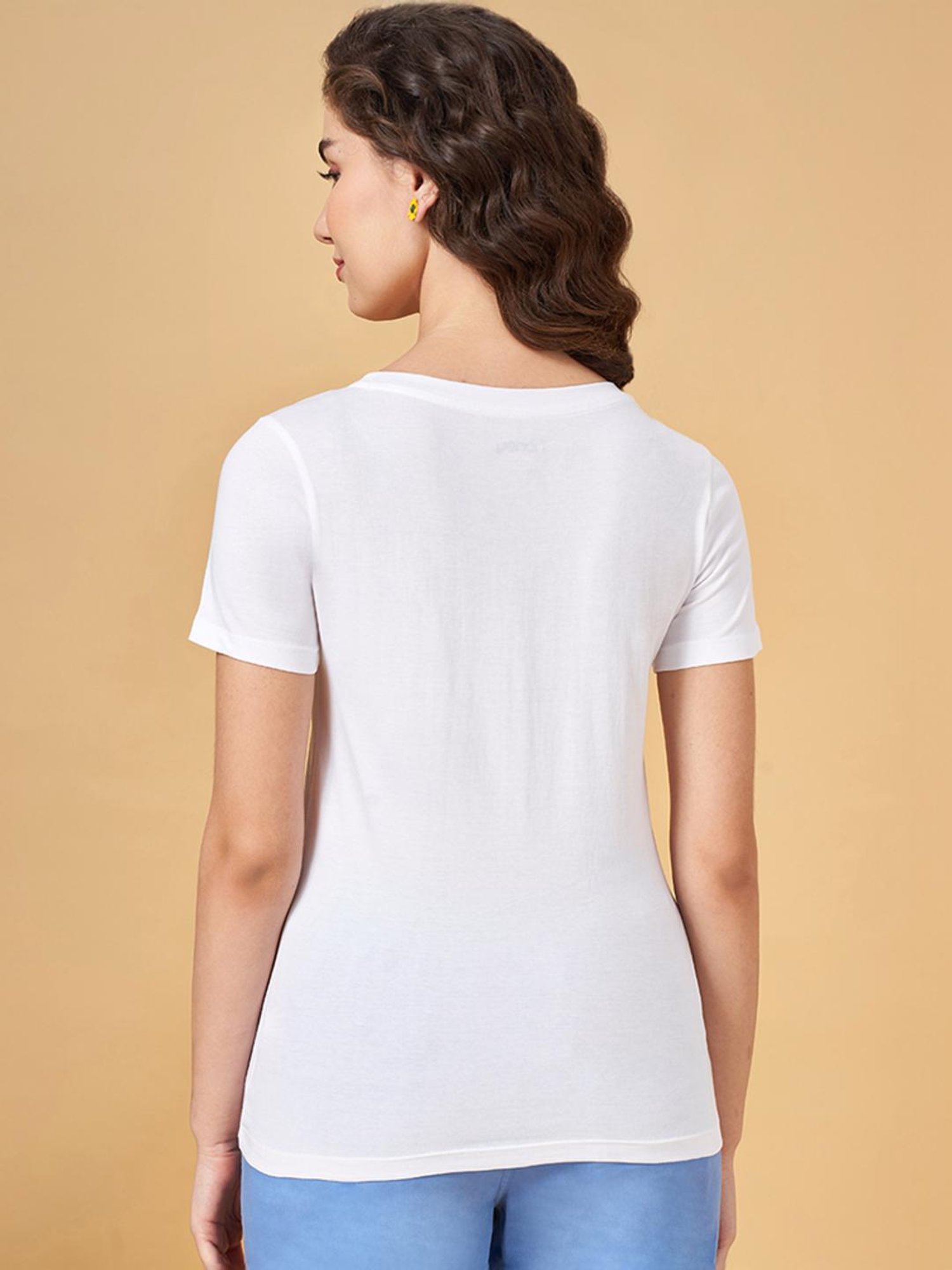 Honey by Pantaloons White Cotton Printed T-Shirt