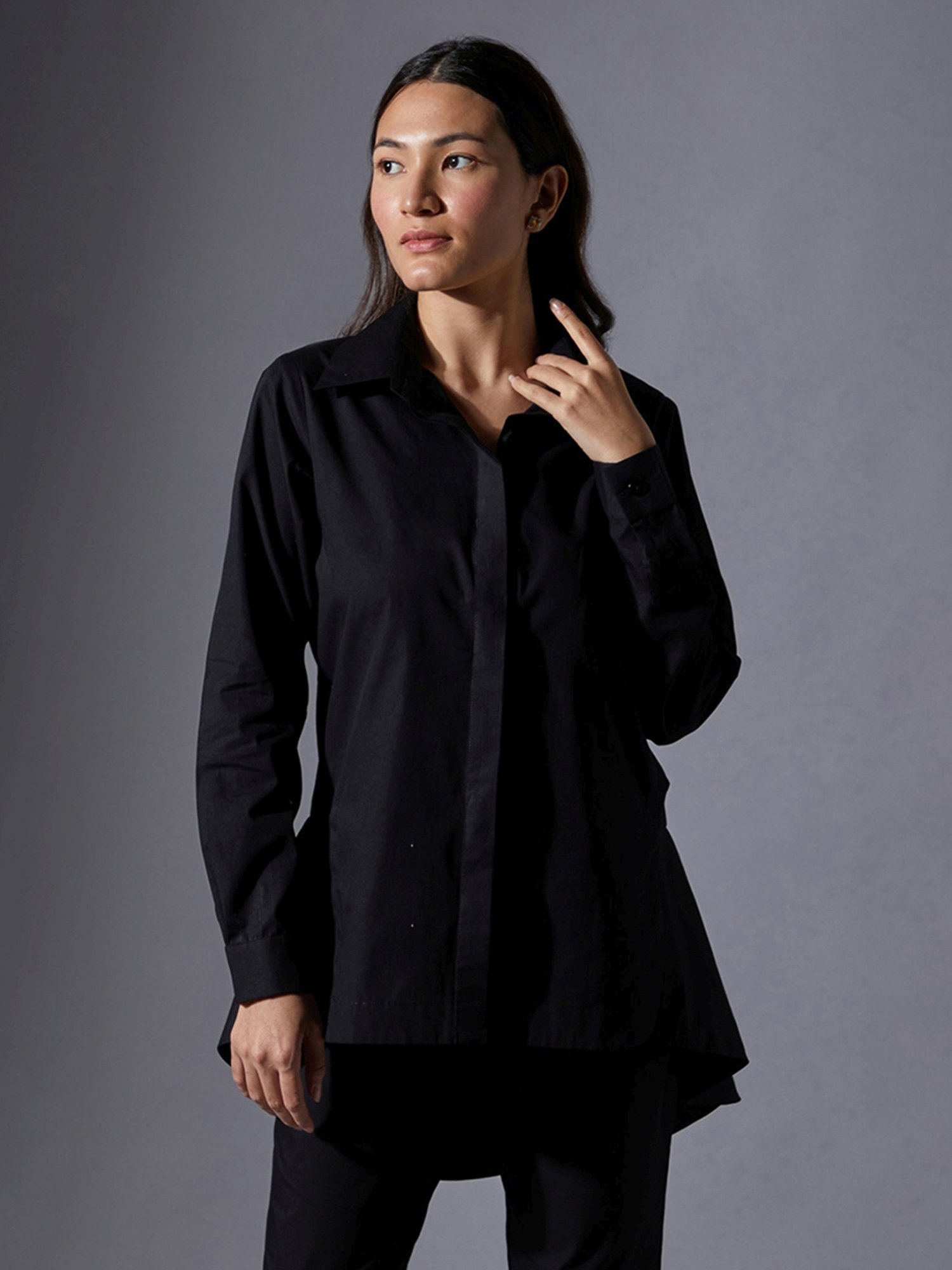 House of Manaa Black Hom Allure Shirt with Pant