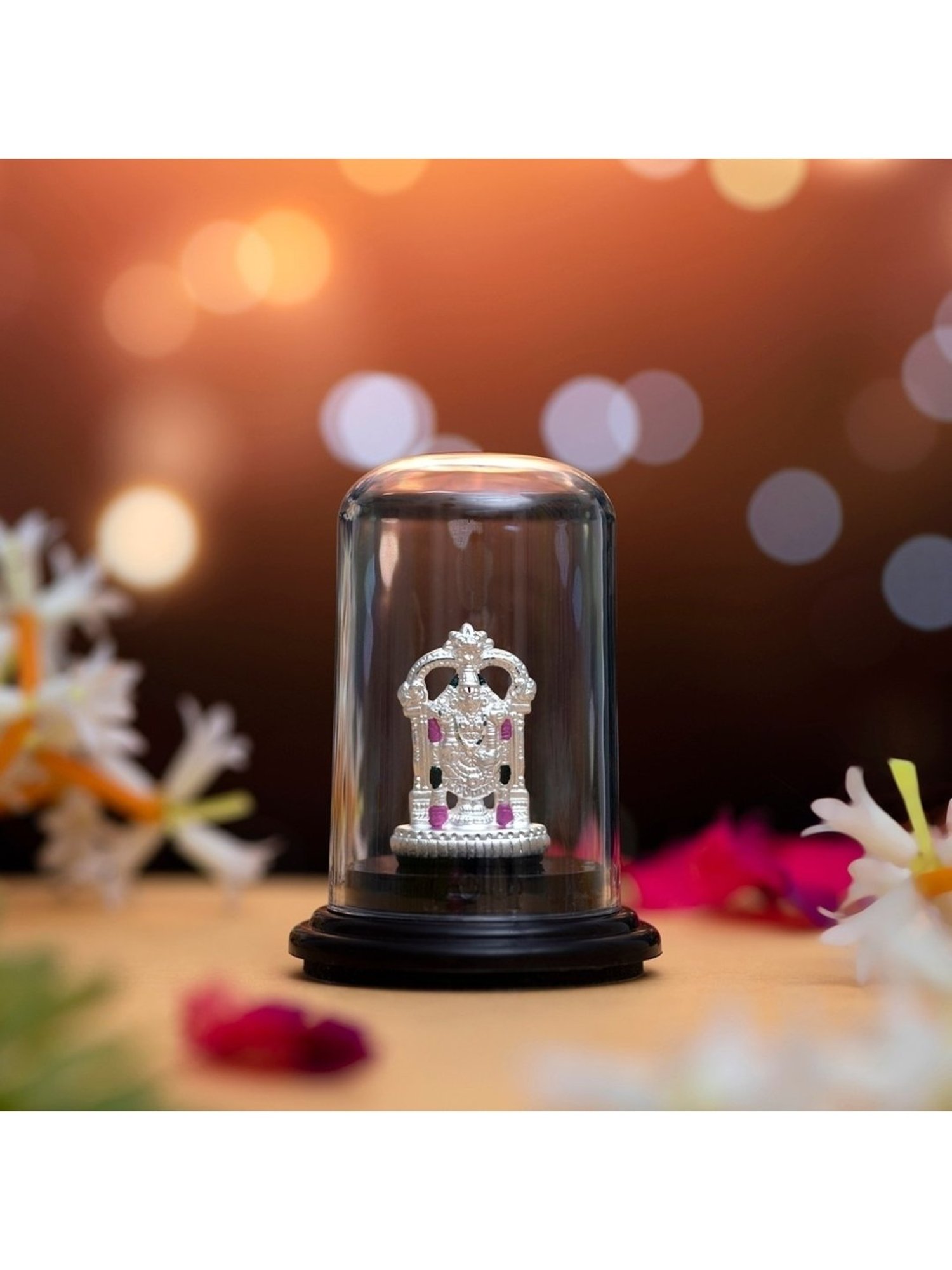 Zavya 92.5 Sterling Silver Divine Aura Rhodium-Plated Tirupati Bala Ji Idol