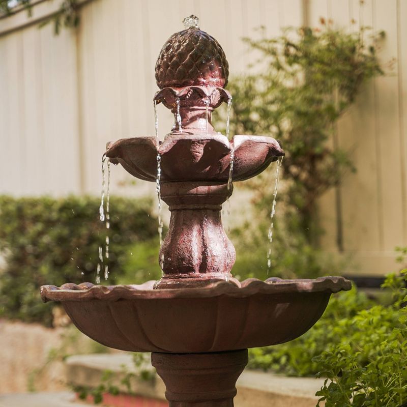 29" 3 Tier Freestanding Outdoor Waterfall Fountain Brown - XBrand