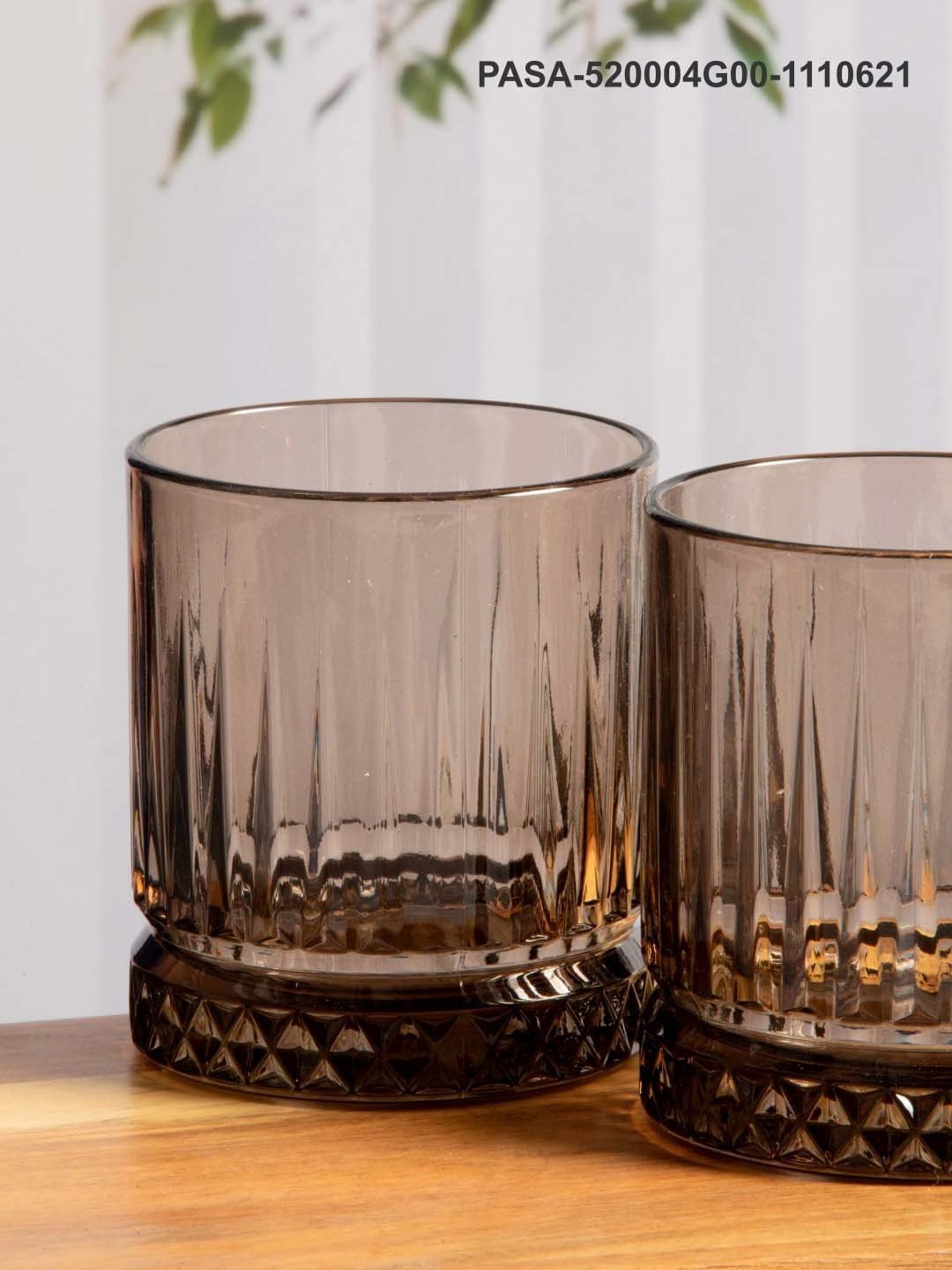 Pasabahce Elysia Brown Glass Whiskey Tumbler (0.355 L) - Set of 4