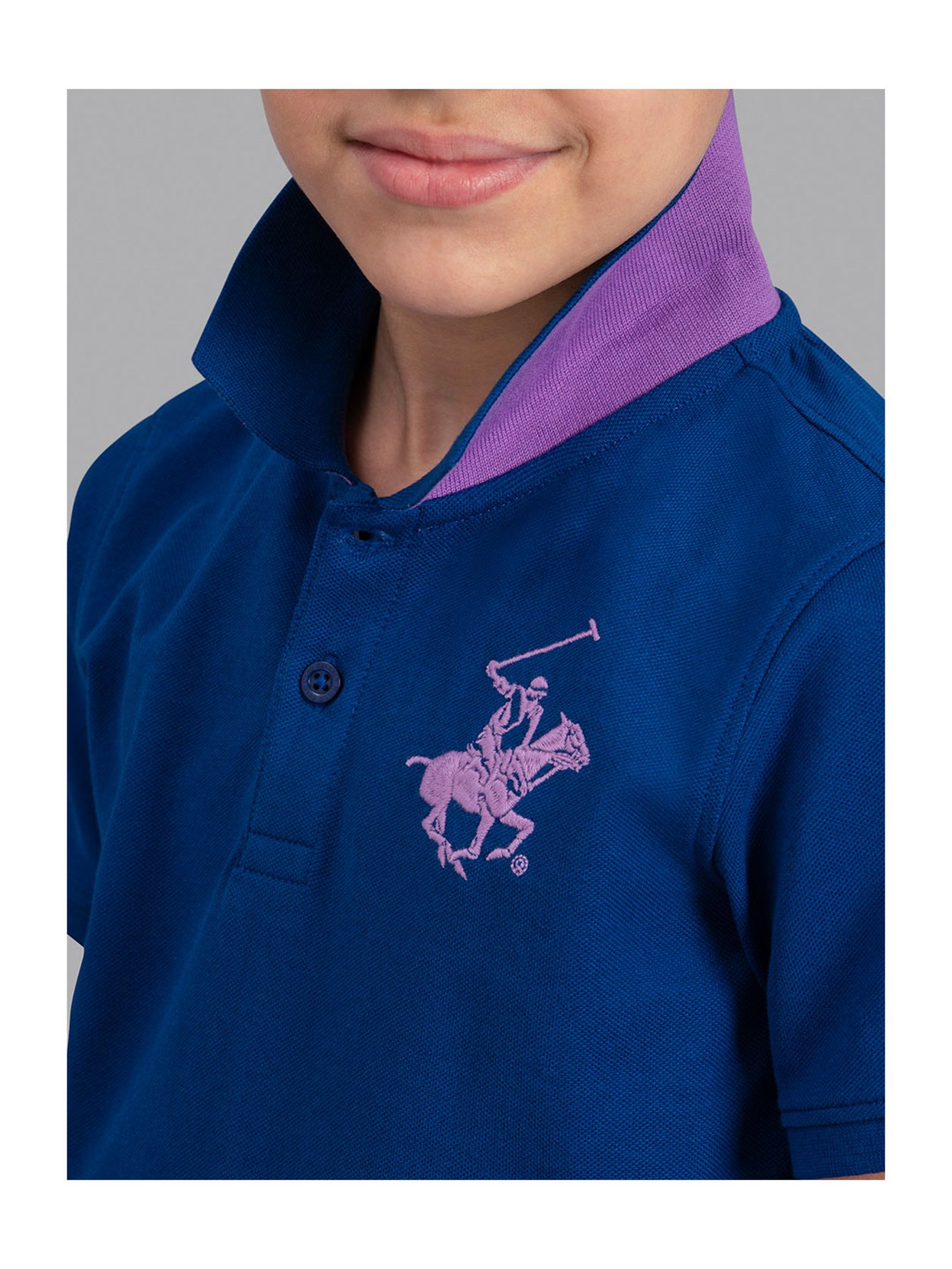 Beverly Hills Polo Club Boys Blue Solid Polo T-Shirt