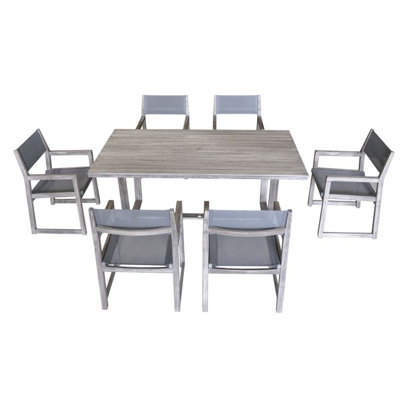 Teak Contemporary Bay Side Outdoor Rectangle Dining Table - Driftwood Gray - Courtyard Casual
