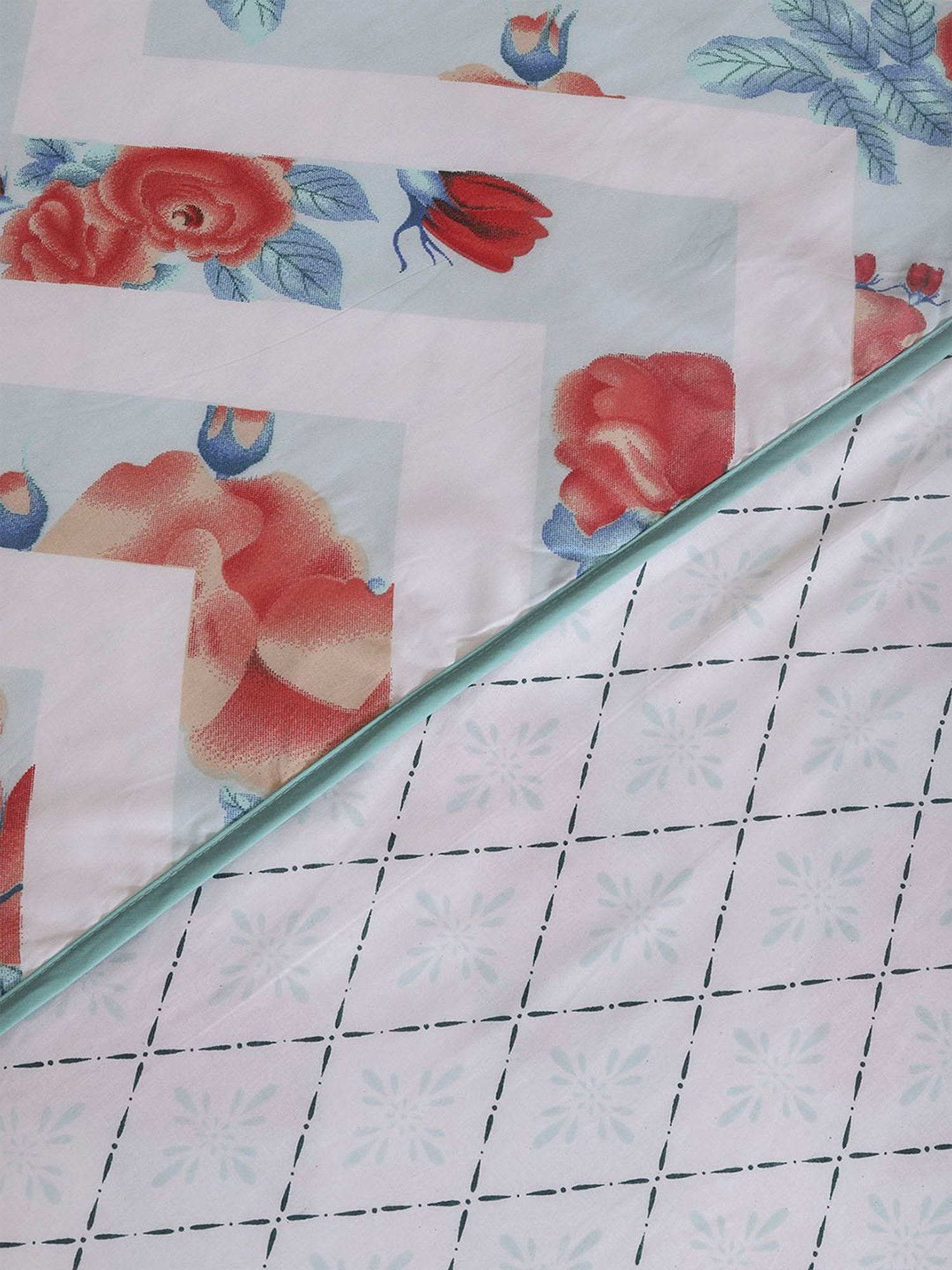 Romee Beige Cotton Geometric Blankets Quilts and Dohars