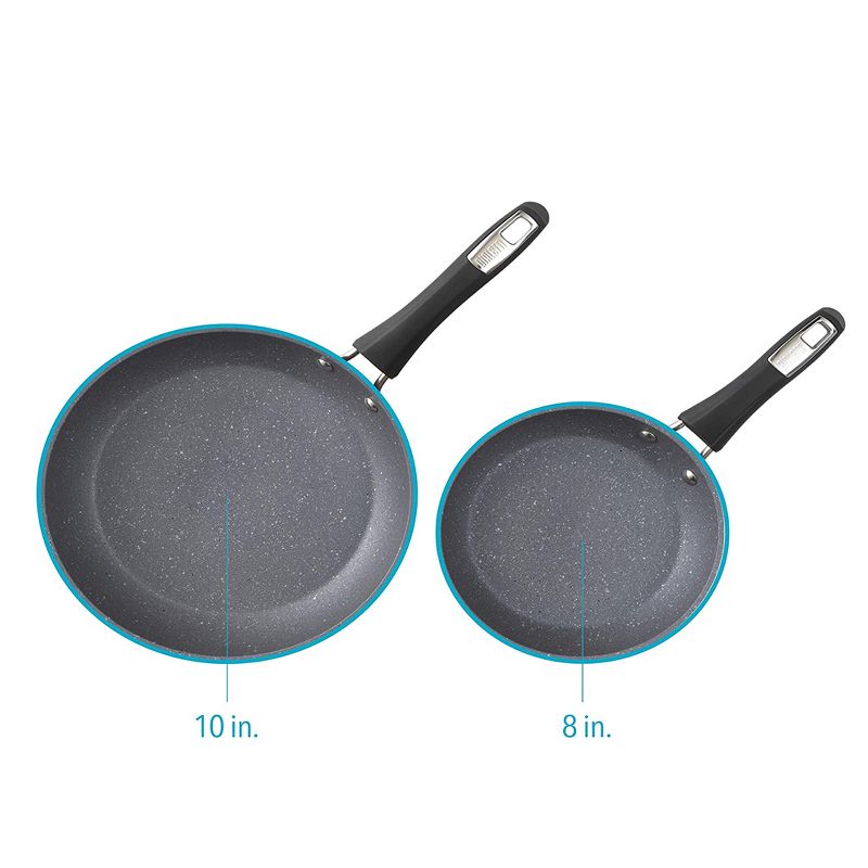 Bialetti 7556 Impact Covered Nonstick Heavy Gauge Aluminum Oven Safe 8 and 10 Inch Frying Pan Kitchen Set with Silicone Handles, 2 Pack, Gray