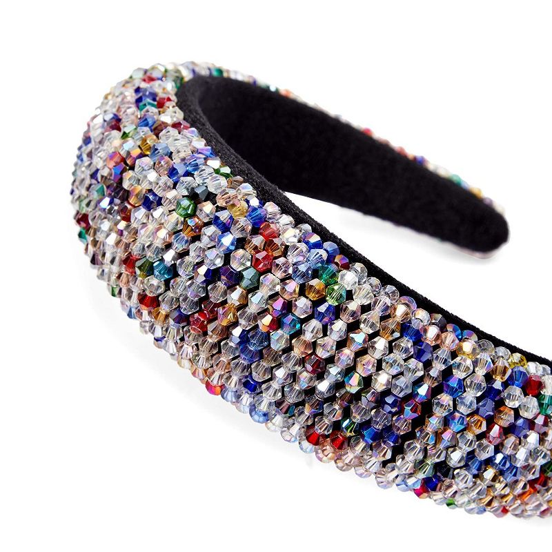 Glamlily Wide Women's Headbands, Beaded Rhinestone Hair Accessories, 6 x 6.5 x 1.5 in