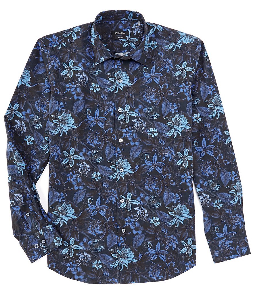 Bugatchi Shaped-Fit Floral Print Long-Sleeve Woven Shirt