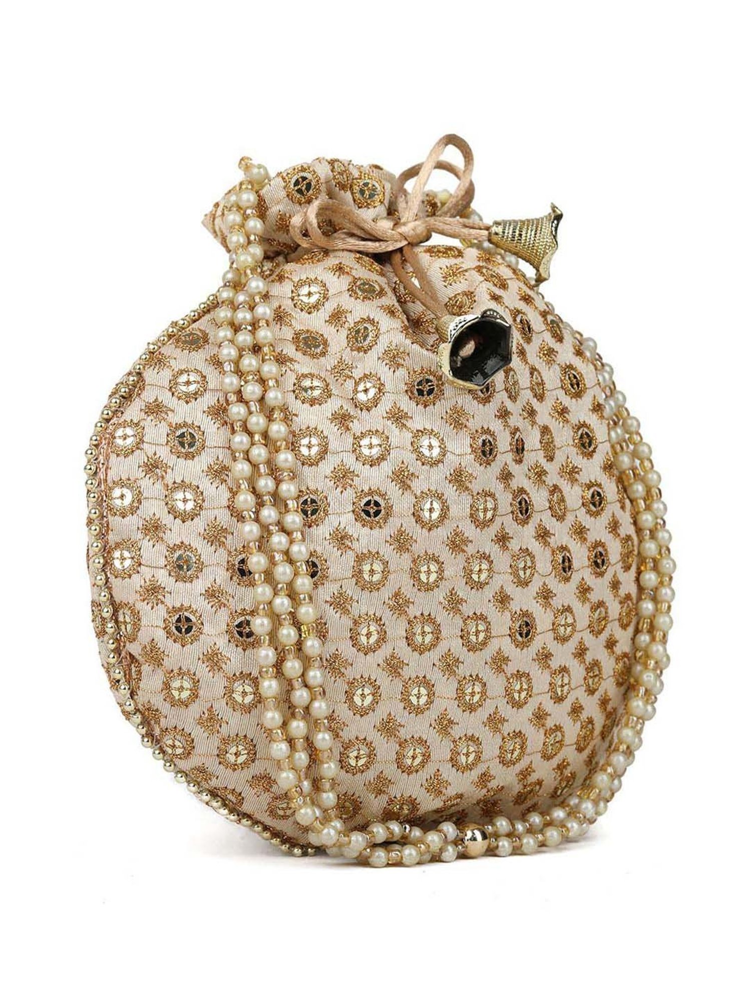 Gaurapakhi Beige Embroidered Potli