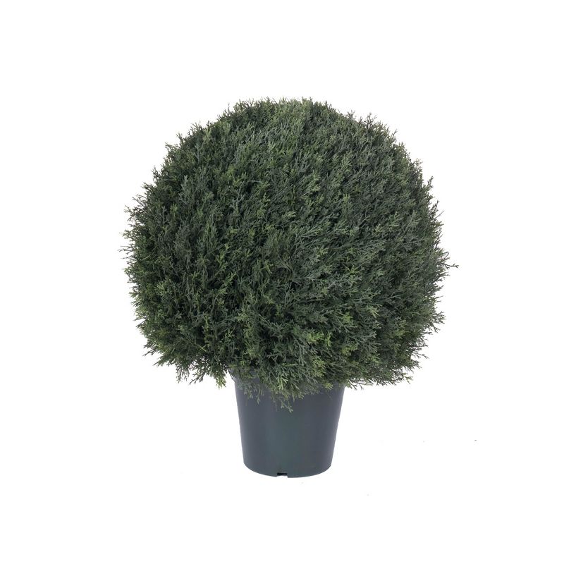 Vickerman 24" Artificial UV Resistant Pond Cypress Topiary in Two Tone Green Pot.