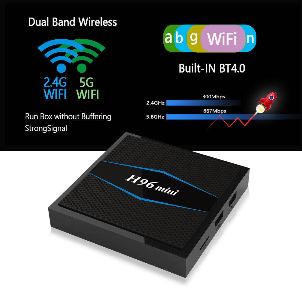 H96 mini S905W Android 7.1 Quad Core DDR3 2+16GB WiFi UHD 4K HDMI TV BOX Player