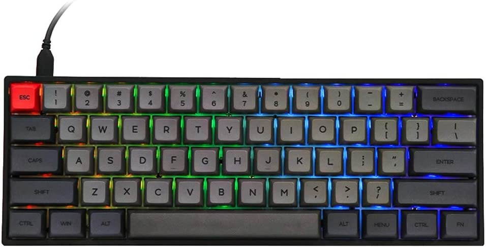 EPOMAKER GK61X 60% RGB Hot Swappable Mechanical Keyboard with Split Spacebar, Type C, Fully Programmable for Gamers (Gateron Blue Switch, Grey Black)
