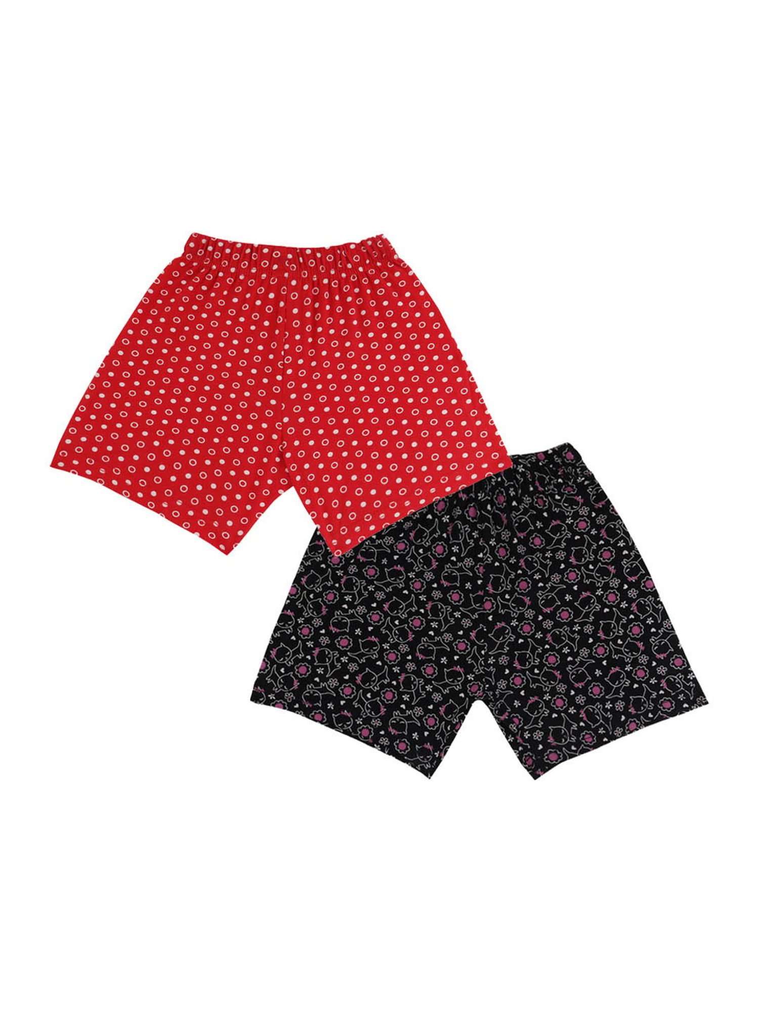 Bodycare Kids Red & Black Printed Shorts (Pack Of 2)