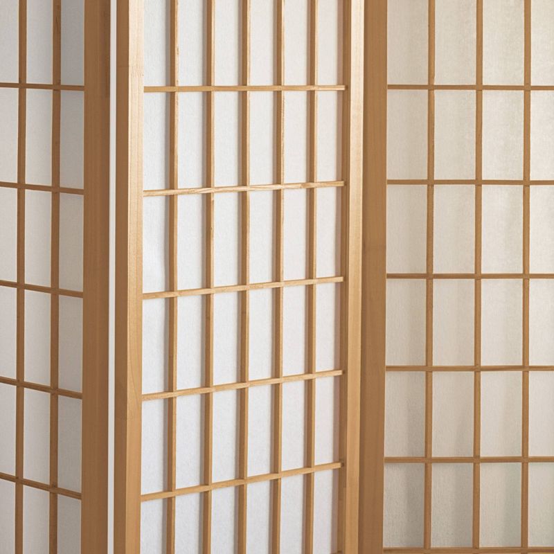 5 ft. Tall Window Pane Shoji Screen - Natural (4 Panels)