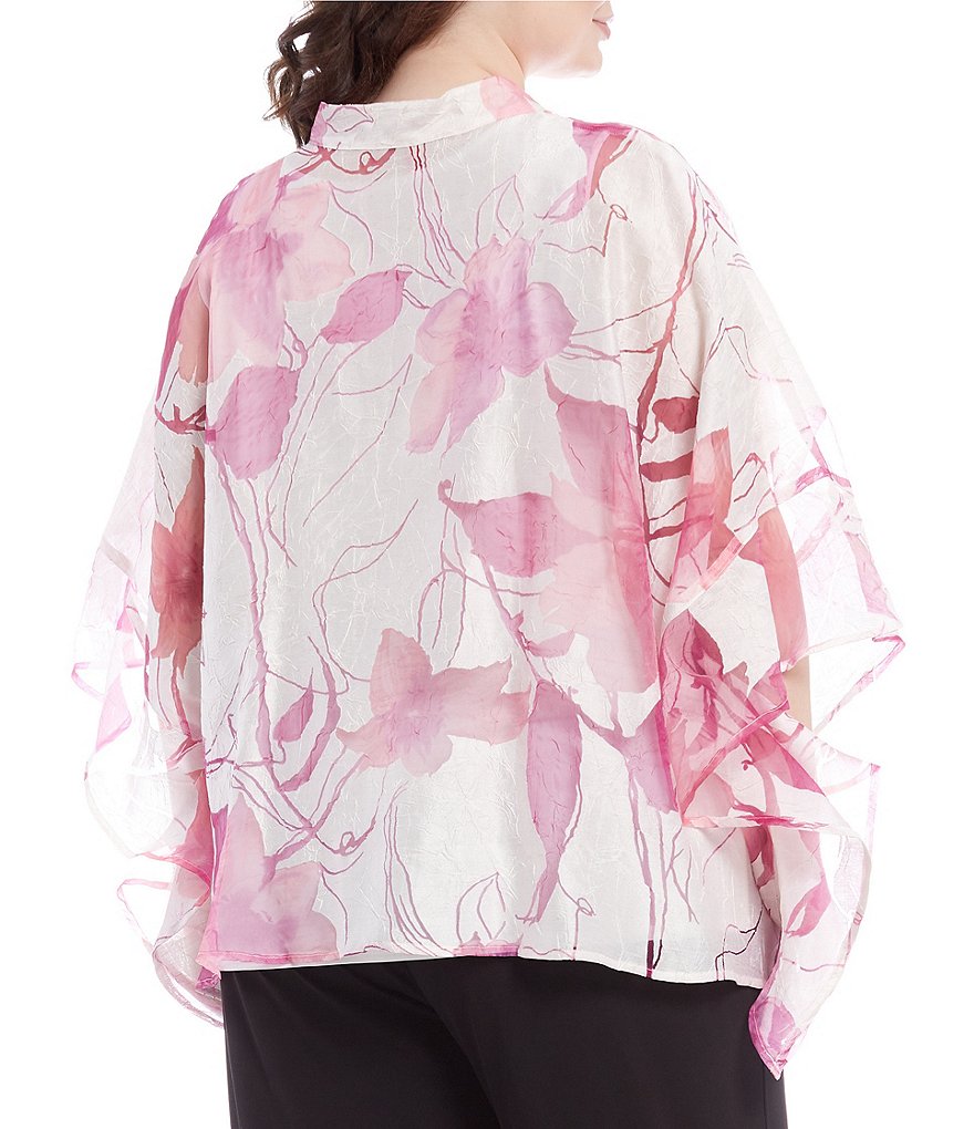 IC Collection Plus Size Floral Sheer Burn Out Blouse