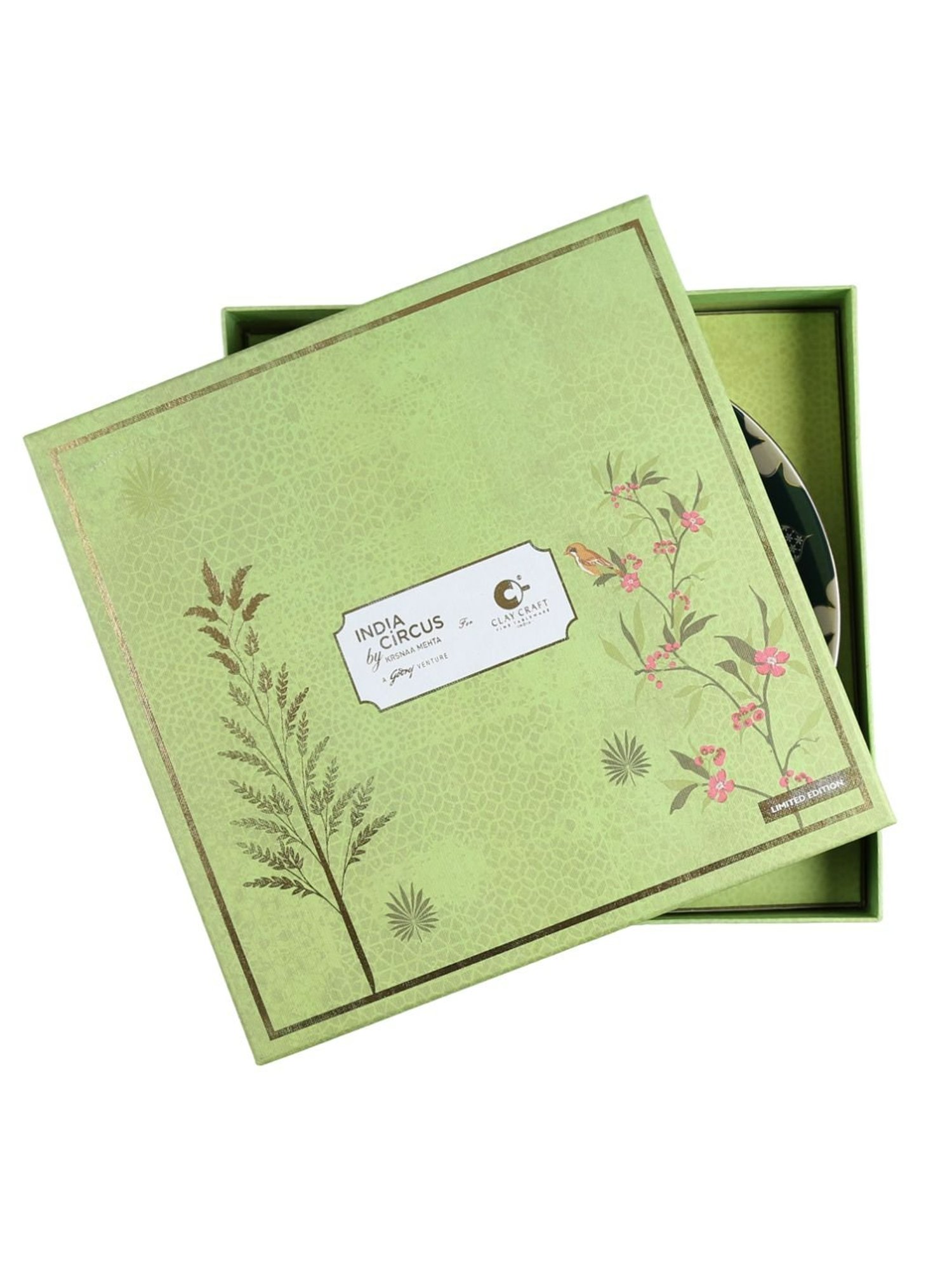 India Circus White Pasta Plate 2 Piece With Accented and 22 Carat Gold Each With Gift Premium Box