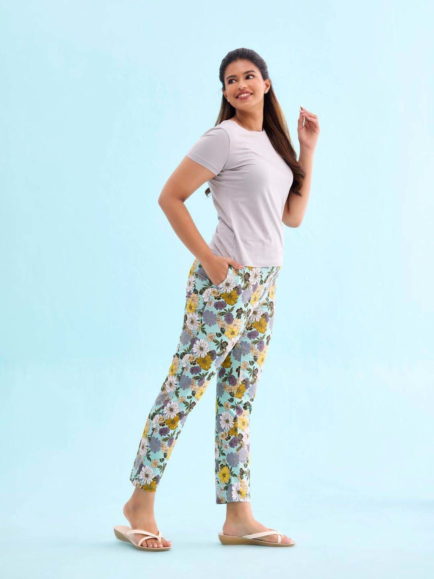 Go Colors! Green Cotton Printed Lounge Pants
