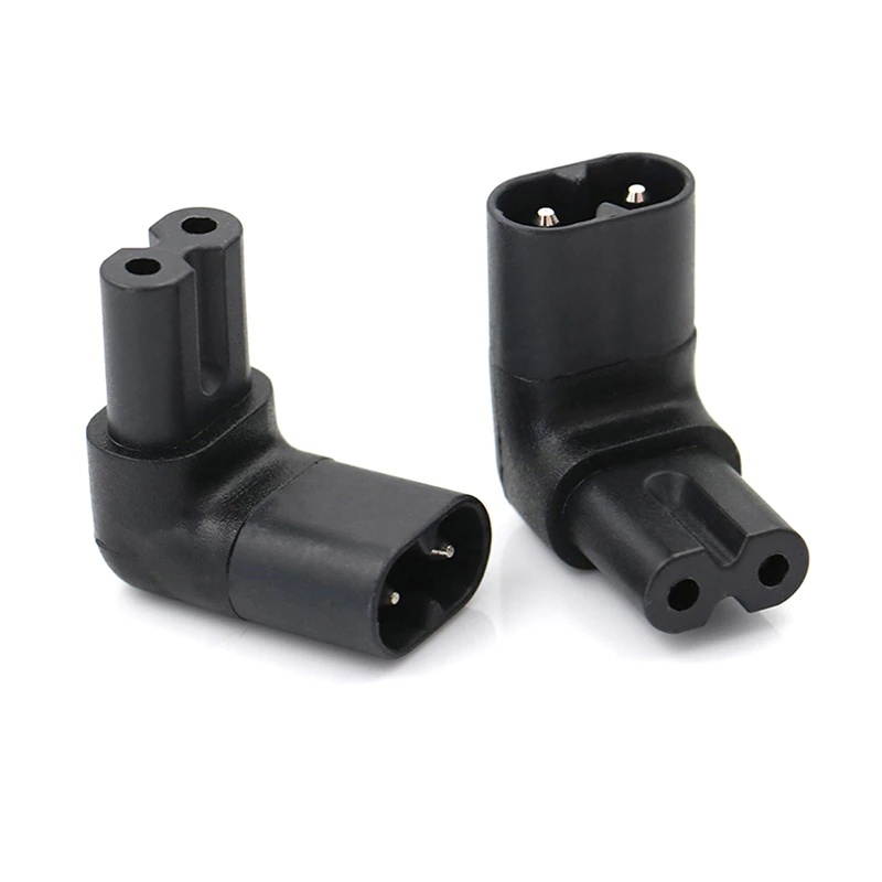 Hot sale 1Pc IEC 320 2-Pin C7 Female To C8 Male Right Angled AC Power Adapter Converter