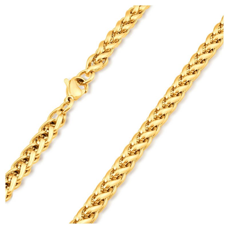 Men's Gold Plated Stainless Steel Spiga Chain Necklace (6mm) - Gold (24")