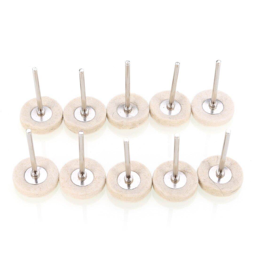 Mayitr 10Pcs 25mm Rotary Wool Felt Polishing Buffing Drill Grinder Wheel Grinder Brushes for Rotary Tool Accessories 3MM Shank