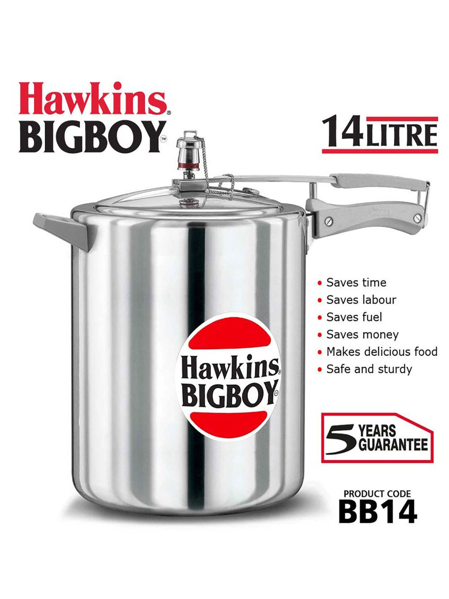 Hawkins BigBoy Silver Aluminium 14 L Pressure Cooker - Set of 1
