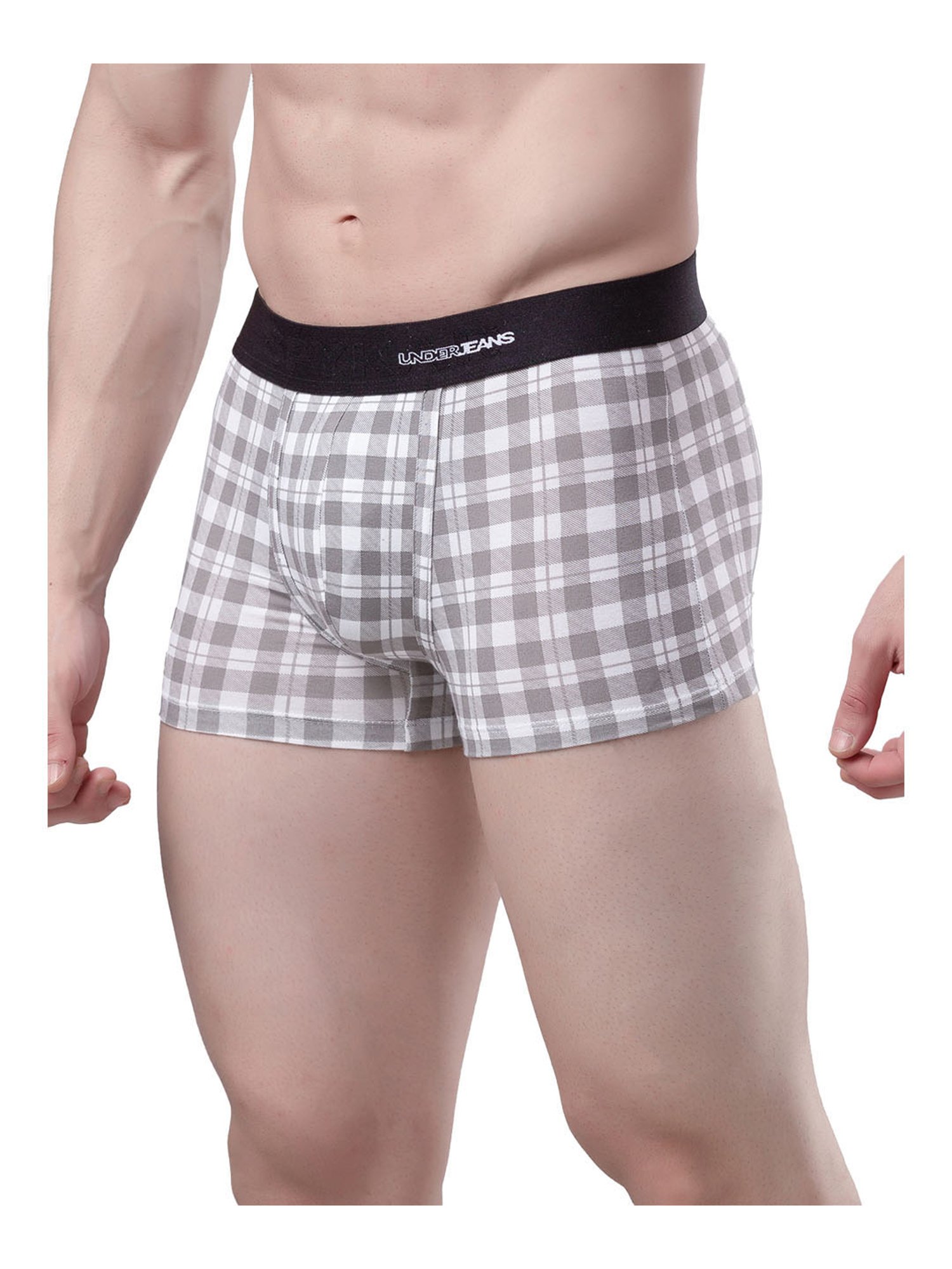 UnderJeans by Spykar White & Grey Checks Trunks