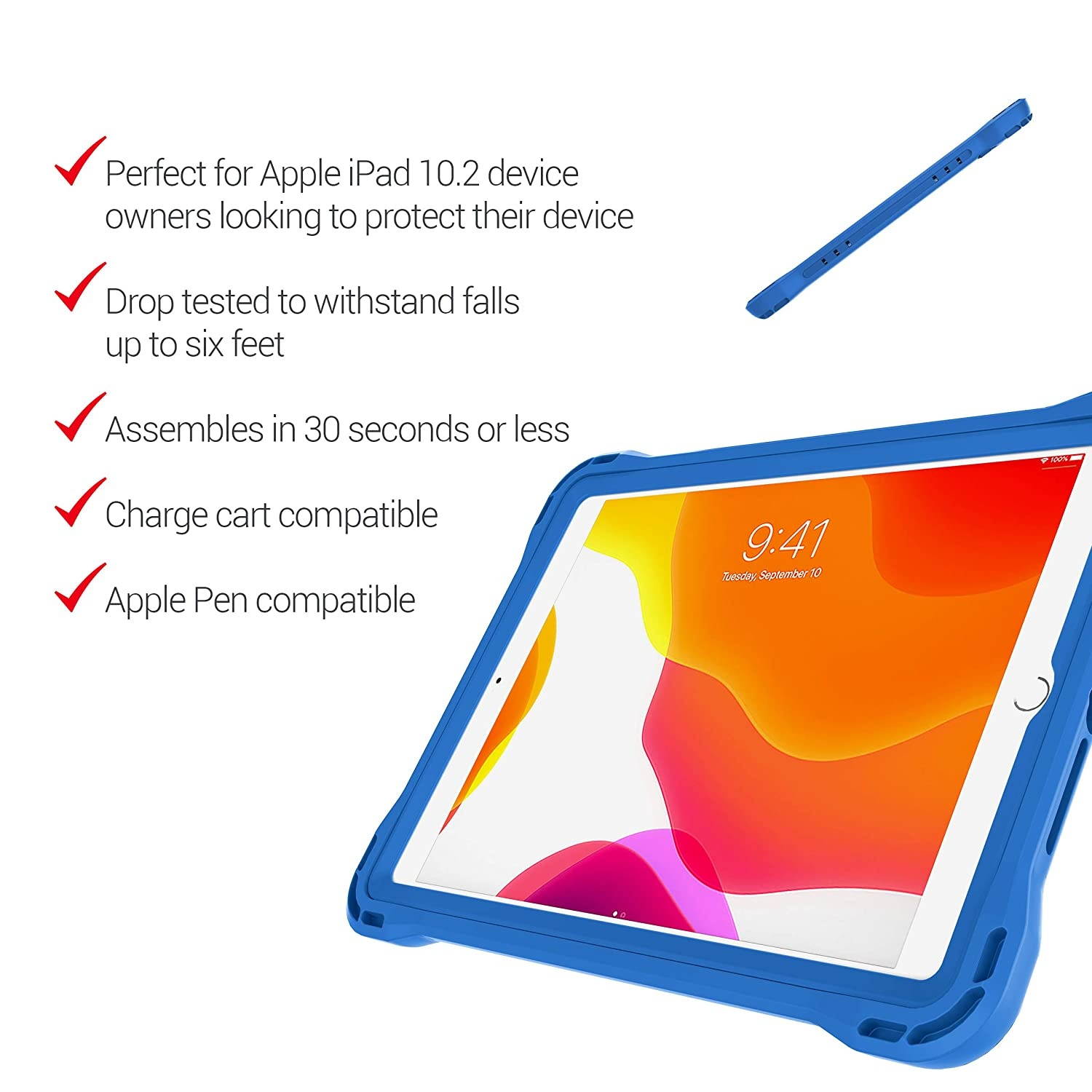 Brenthaven Edge 360 Case for The Apple iPad 10.2 8g and 7g (2021) for School and Office Use - Durable, Rugged Protection with Stand and Screen Shield (Pen Holder Sold Separately)