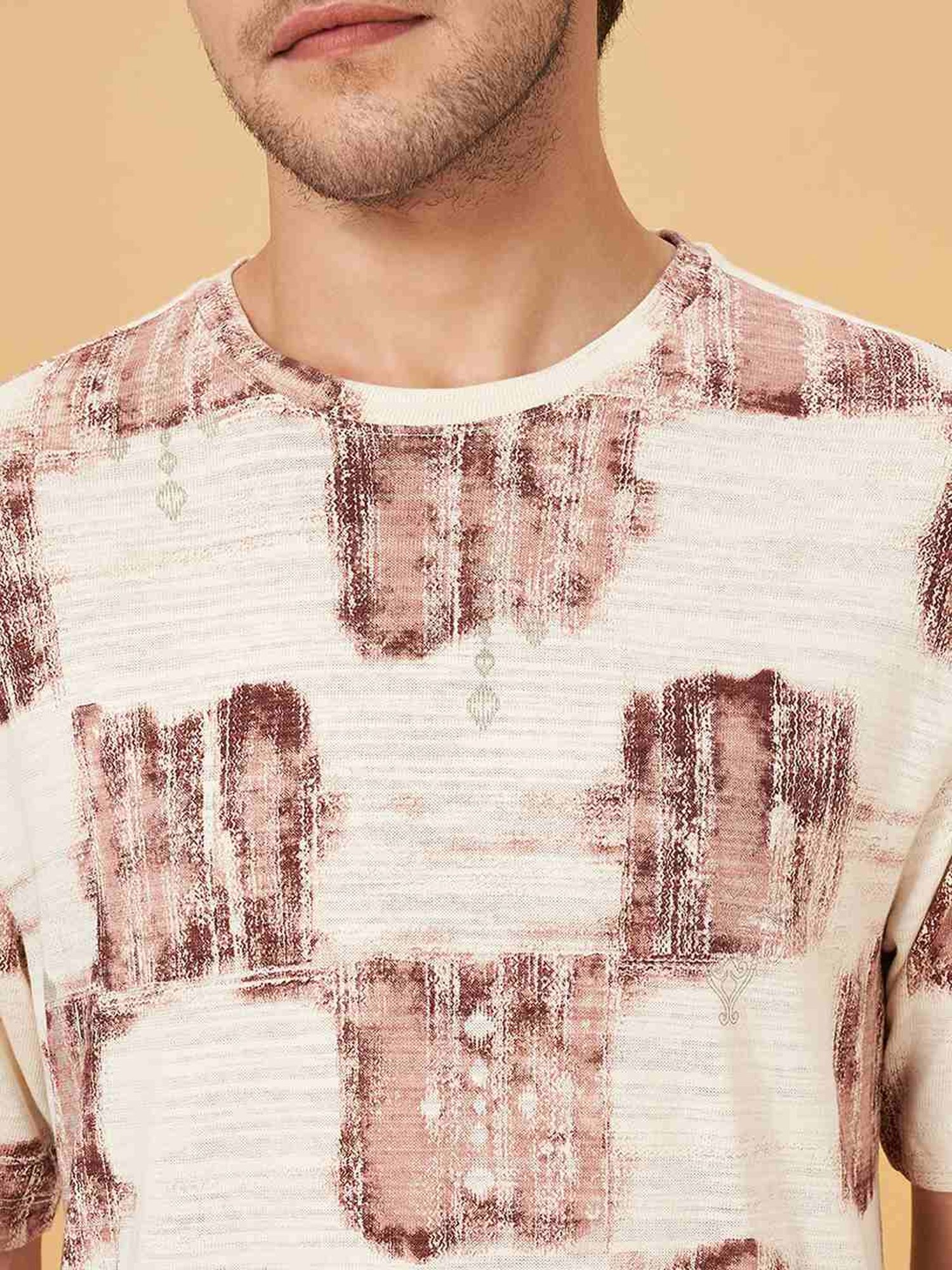 7 Alt By Pantaloons Whitecap Grey Cotton Relaxed Fit Printed T-Shirt