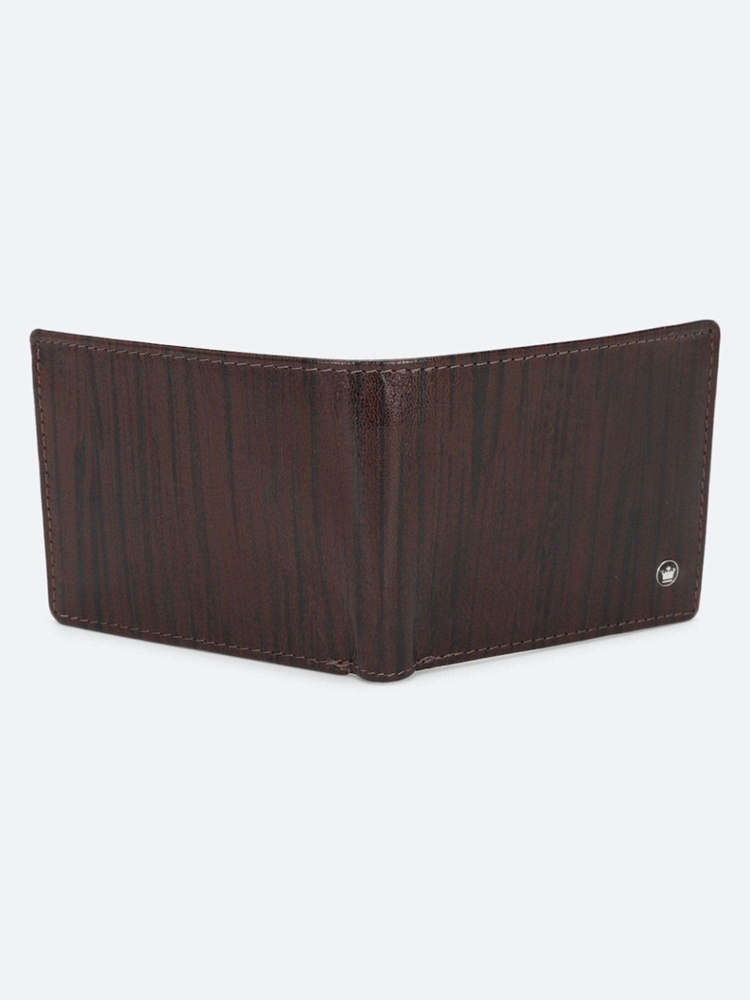 Louis Philippe Brown & Black Leather Printed Bi-Fold Wallet