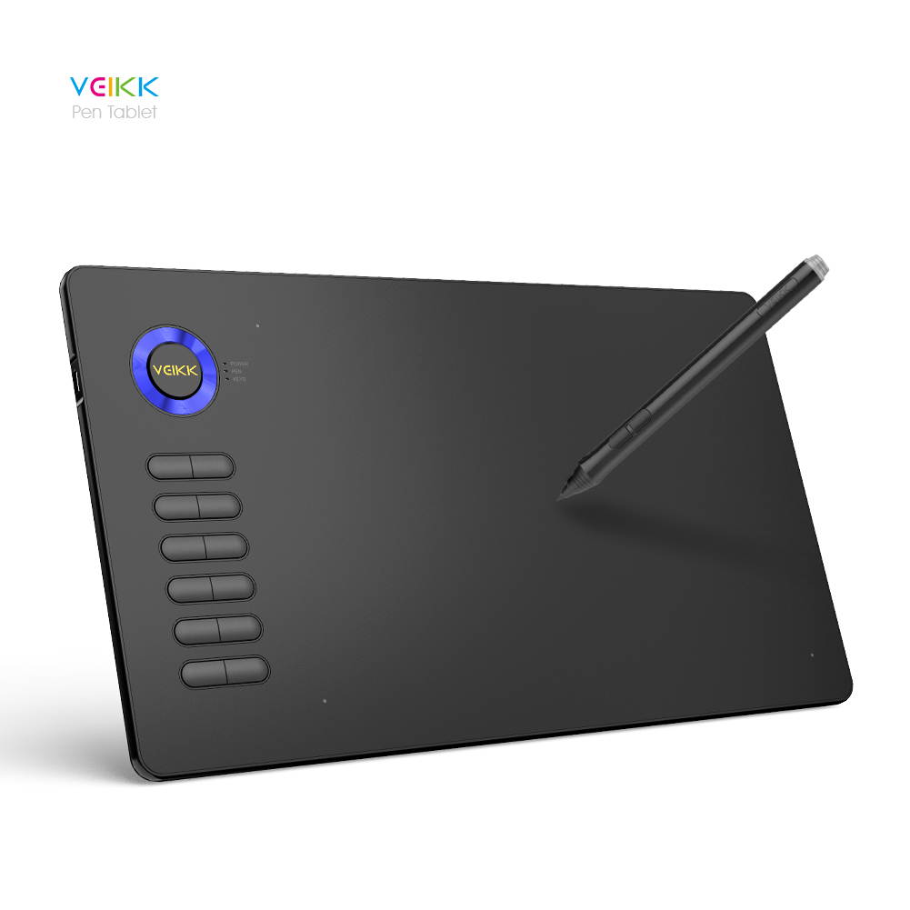 VEIKK A15 10x6 inch Digital Graphics Drawing Tablet Drawing Pen Tablet with Battery-Free Passive Stylus and 12 Shortcut Keys,20 Nibs and 1 Artist Glove (8192 Levels Pressure)