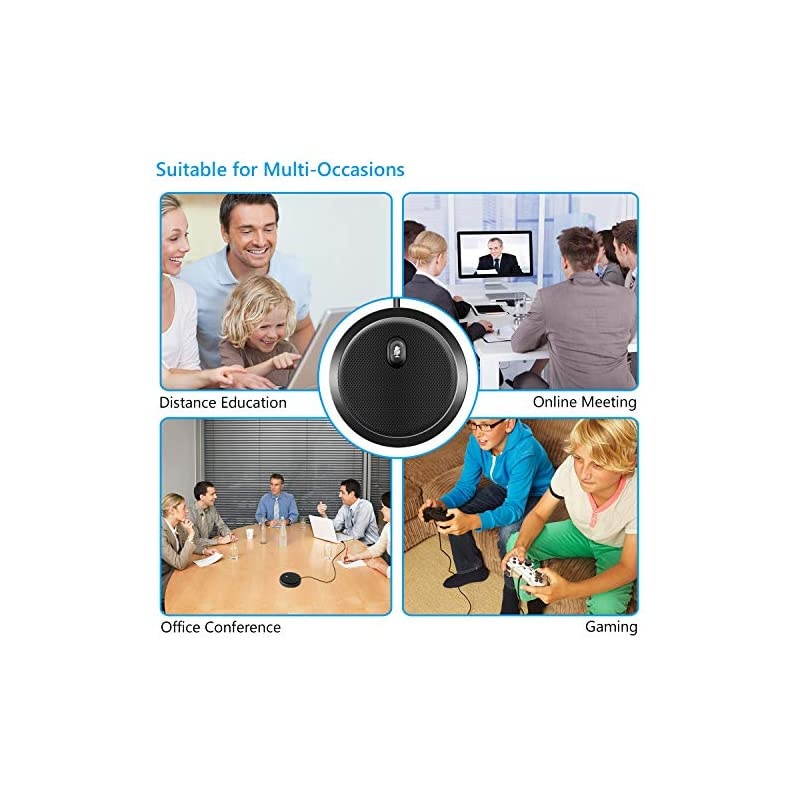 USB Conference Microphone Desktop Omnidirectional Condenser Boundary PC Computer Laptop Mic with Mute Function for Recording Video Meeting Gaming Skype VoIP Calls WindowMac