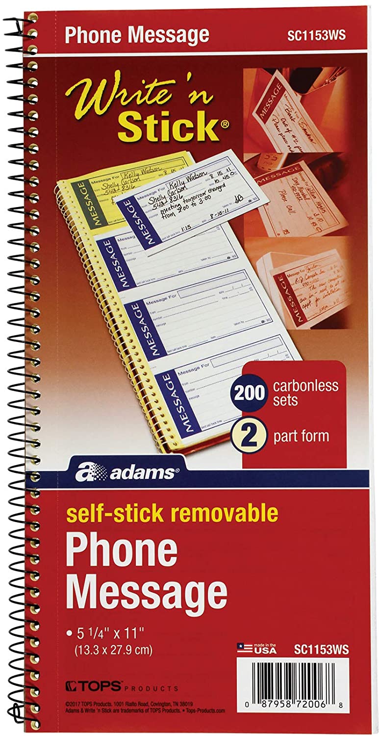 Write 'N Stick Phone Message Pad, 2 3/4 X 4 3/4, Two-Part Carbonless,