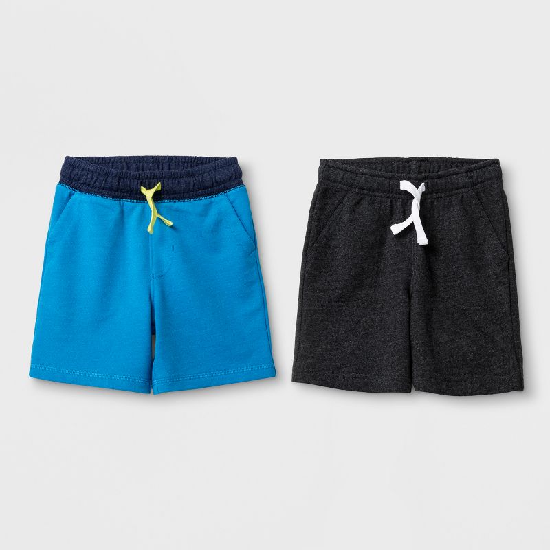 Toddler Boys' Pull-On Shorts 2pk - Cat & Jack™ Blue & Dark Gray 12 Months