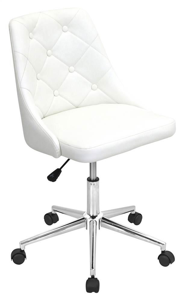 Lumisource Marche Upholstered Swivel Office Chair in White