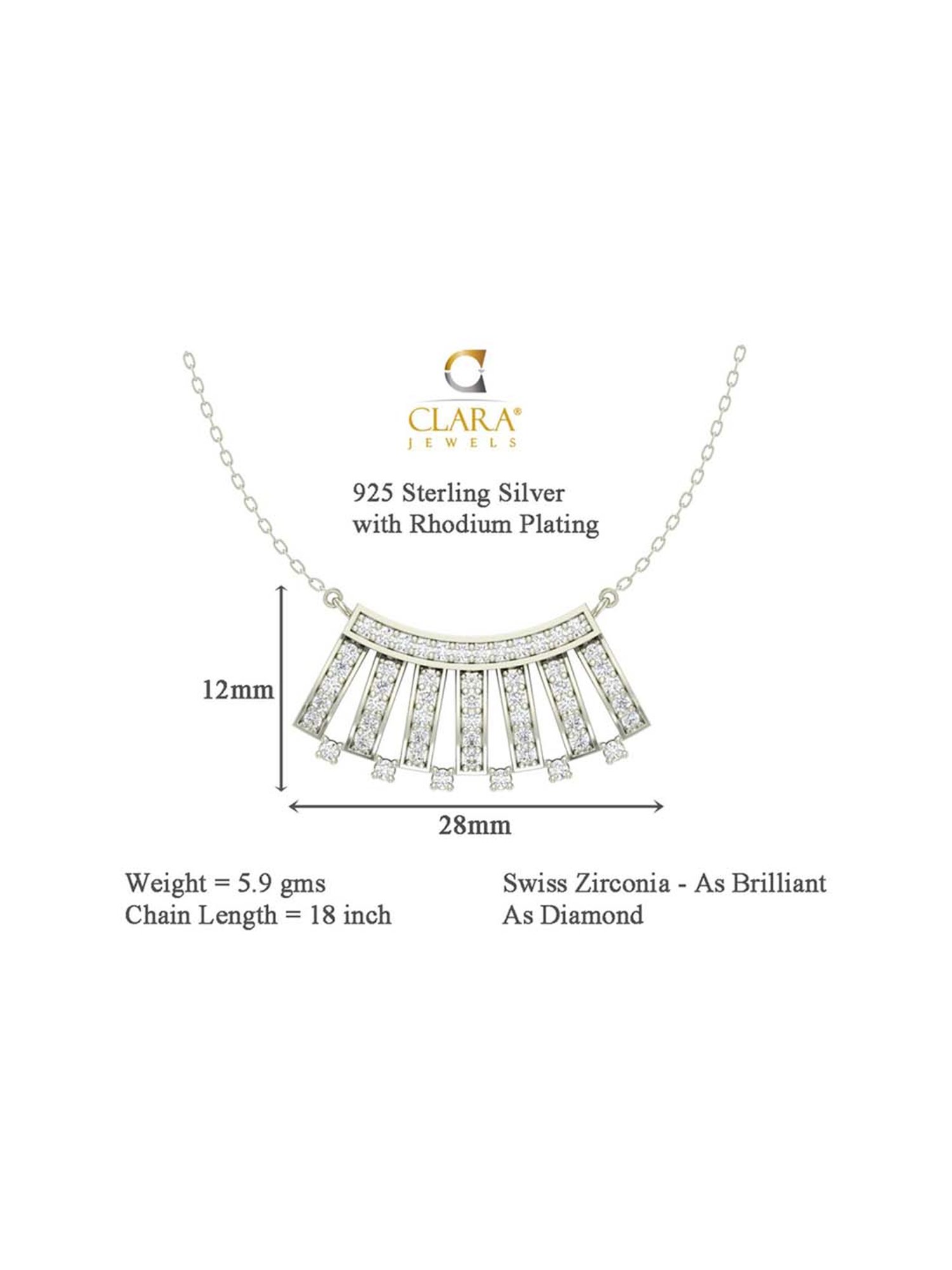 Clara Ayla 92.5 Sterling Silver Pendant with Chain