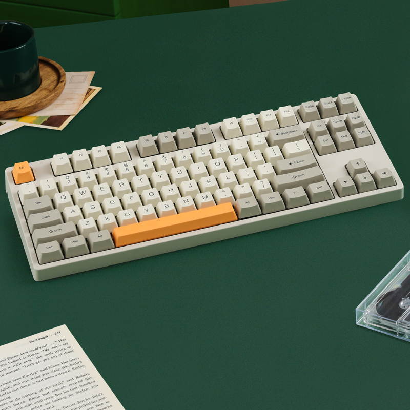 iKBC C200  87 Keys TKL Mechanical Keyboard with Cherry MX Red Switch, Pink PBT Double Shot Keycap, N-Key Rollover and 6 Anti-ghosting Keys( No Light Version)